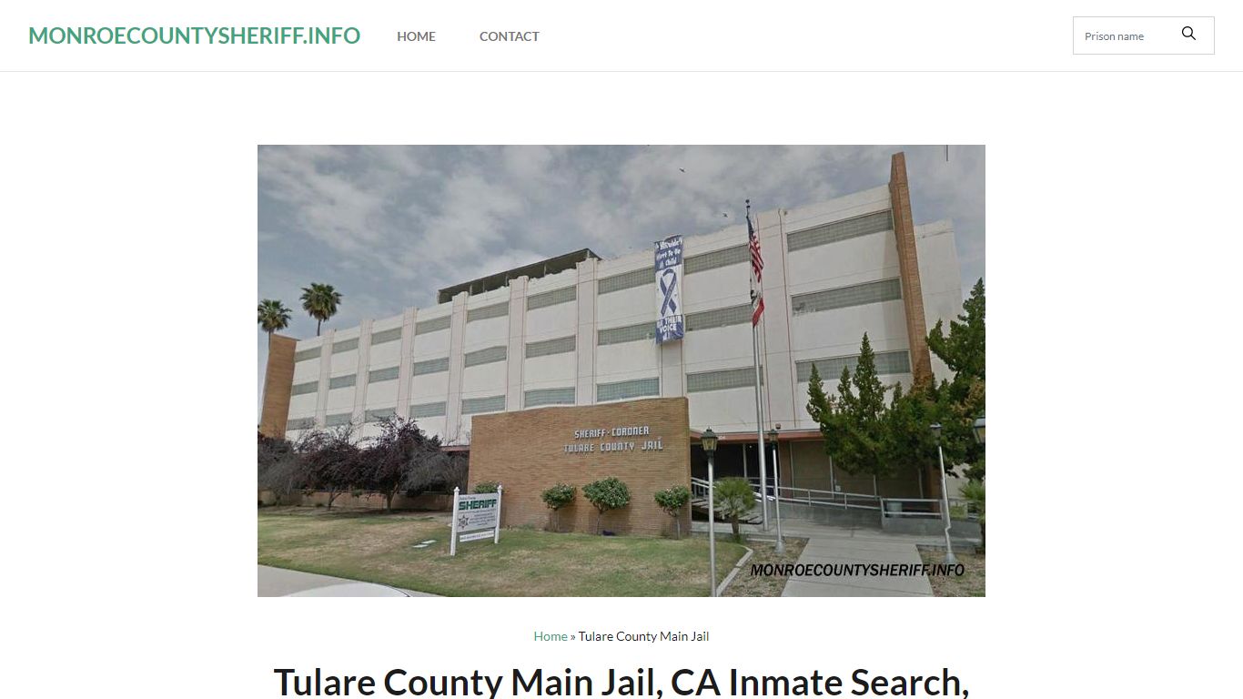 Tulare County Main Jail, CA Inmate Search, Visitation Hours